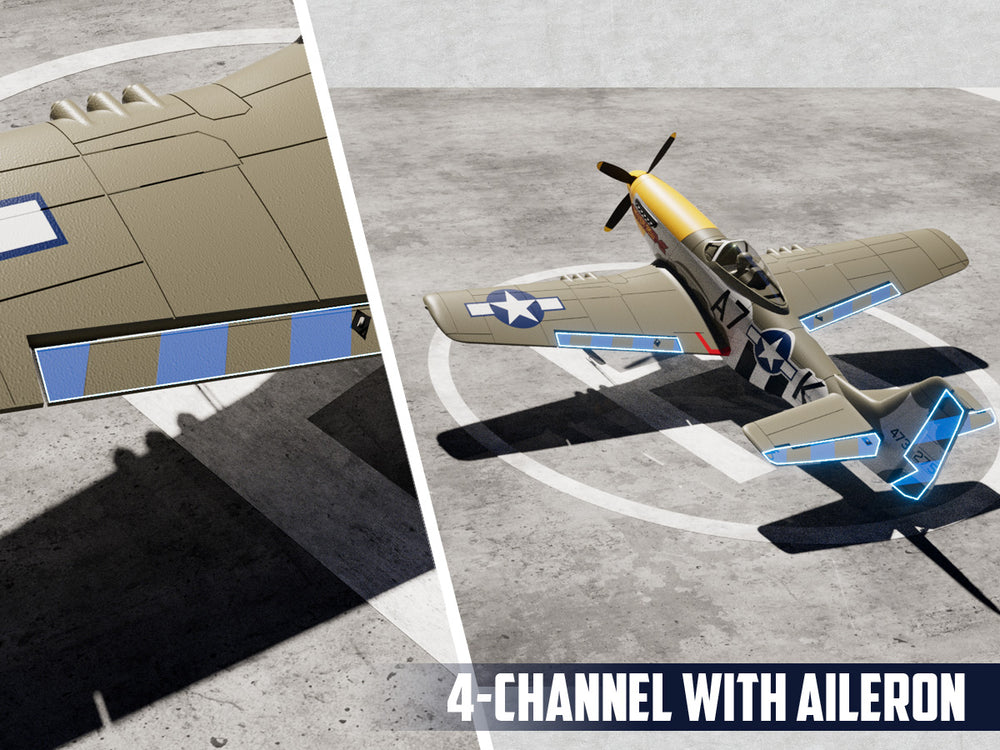 VOLANTEXRC P-51 Mustang Avion RC sans balais 500 mm RTF avec gyroscope