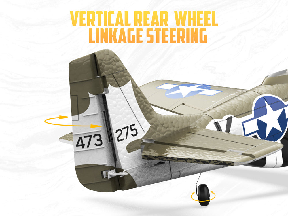VOLANTEXRC 500 mm P-51D Mustang (76802) PNP ohne Funk, Akku und Ladegerät