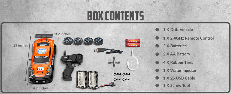 RACENT 1:16 RC Drift Car 4WD 18 km/h, 2 Batterien, Sportmodell-Spielzeugfahrzeug für Kinder, Jungen, Erwachsene