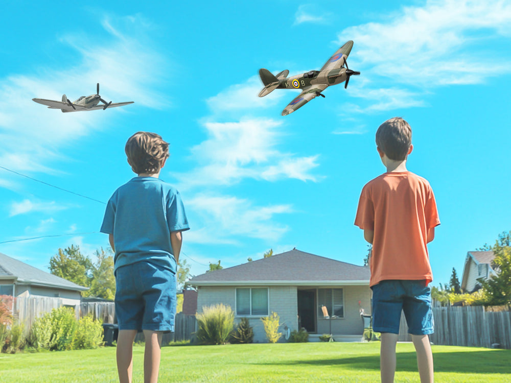 VOLANTEXRC 76205 Spitfire RC Plane RTF - 400mm 3CH Segunda Guerra Mundial Warbird com estabilizador XPilot Gyro