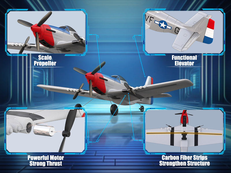 VOLANTEXRC P51 (RTF) 3CH 400mm für Einsteiger (15,7'') 76207