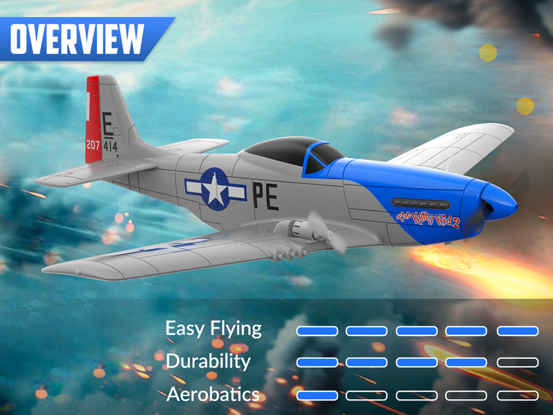 VOLANTEXRC P51D Mustang (RTF) 2CH 400mm Für Kinder Anfänger (15,7'') 76203