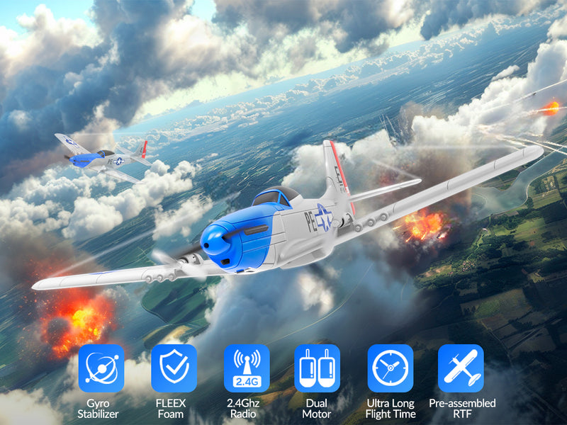 VOLANTEXRC P51D Mustang (RTF) 2CH 400mm Für Kinder Anfänger (15,7'') 76203