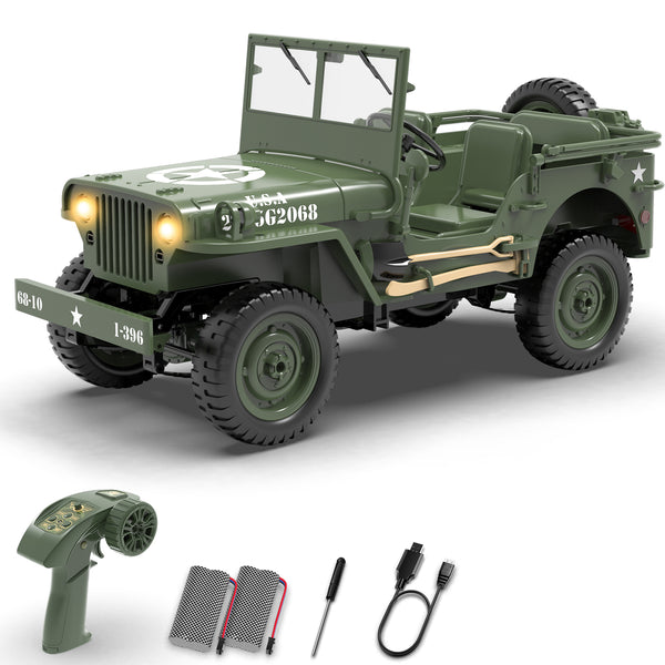 RACENT RC Crawler Scala 1:10 Simulazione di un'auto fuoristrada multiuso 2.4G 1941 Mb Scaler Willys Jeep