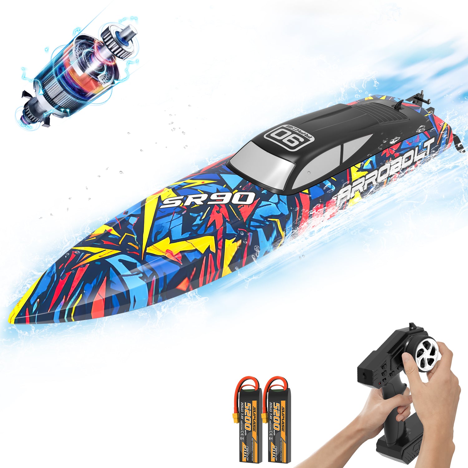 VOLANTEXRC Brushless RC Boat Vector90, Fast Racing RC Boat for Adults (79805)-EXHOBBY LIMITED.