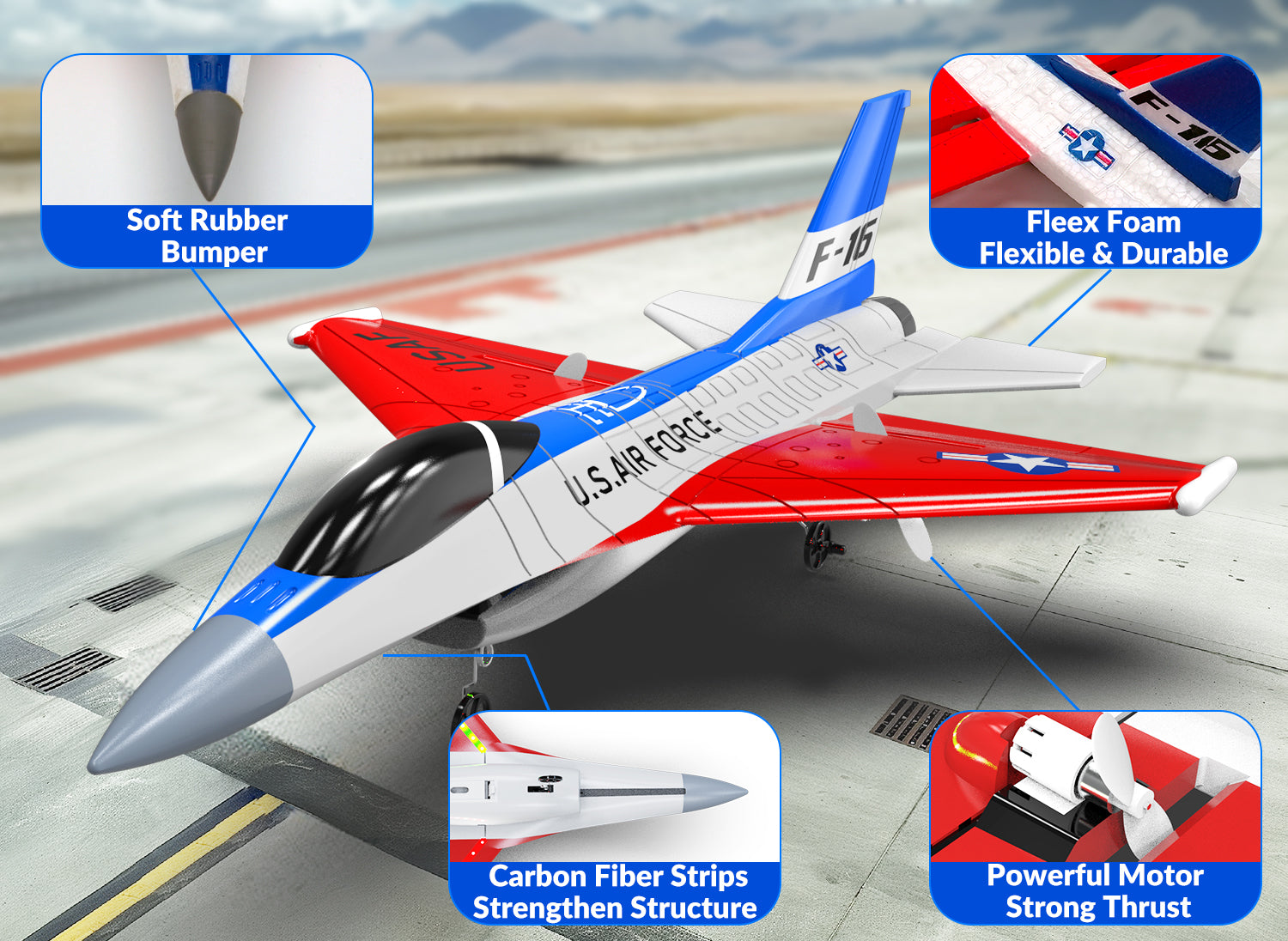 VOLANTEXRC F16 Falcon RC Fighter Jet for Beginners and kids Cool Lights Easy Fly-EXHOBBY LIMITED.