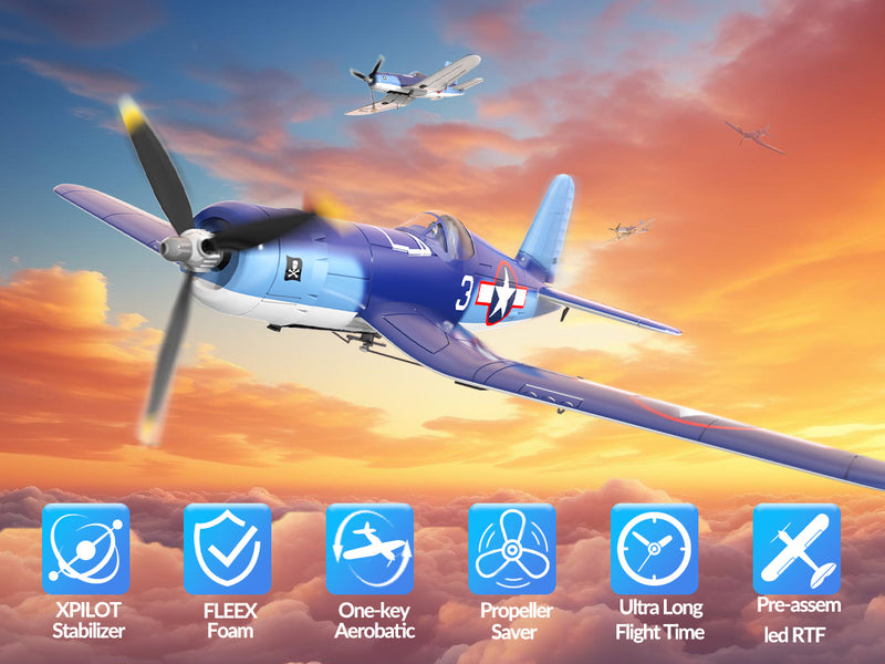 VOLANTEXRC Corsair F4U V2 (RTF) 4CH 400mm with One key Aerobatic (15.7'') 76108