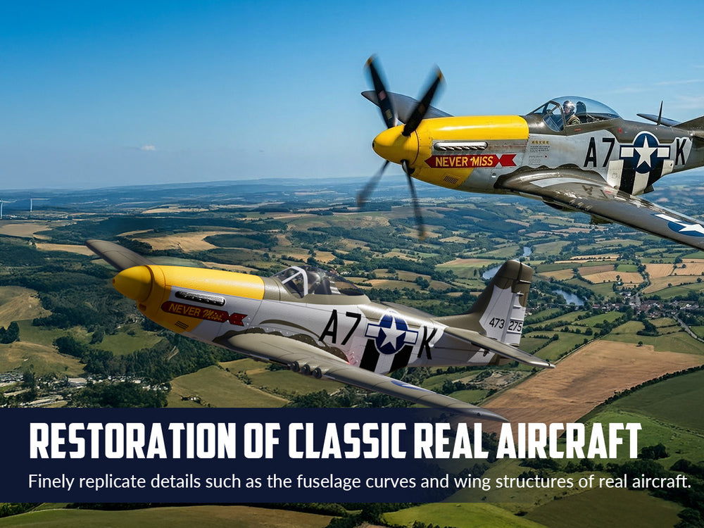 VOLANTEXRC P-51 Mustang Avion RC sans balais 500 mm RTF avec gyroscope