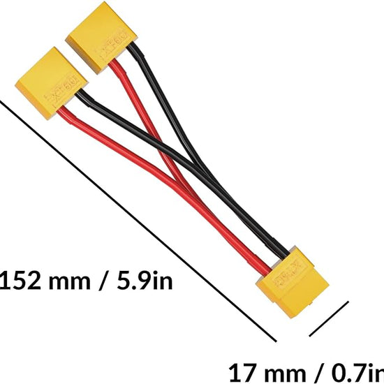 SUPULSE 2pc XT60 Y Splitter Cable, 1 Female to 2 Male for RC Planes-EXHOBBY LIMITED.