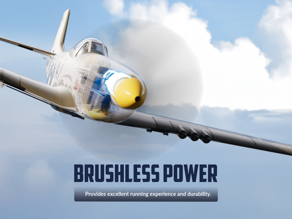 VOLANTEXRC P-51 Mustang Avion RC sans balais 500 mm RTF avec gyroscope