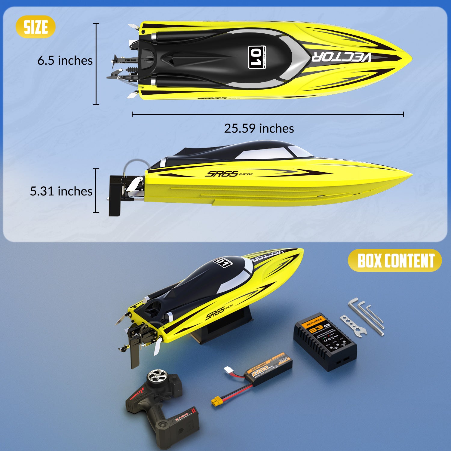 Vector SR65 37mph Funkgesteuertes Rennboot (792-5) RTR