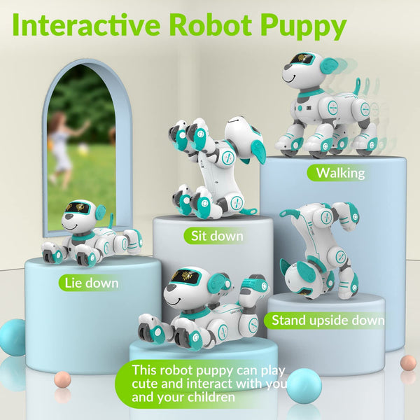 STEMTRON Programable Interactivo y Baile Inteligente Control Remoto Perro Robot Juguete para Niños (Rosa)