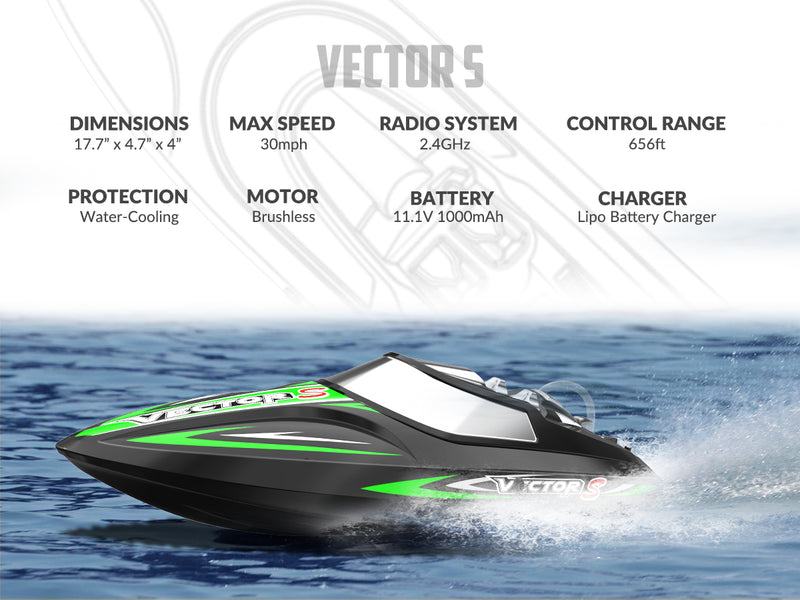 VOLANTEXRC Vector S Barco RC de alta velocidad con función de auto-enderezamiento y marcha atrás para piscina y lago (797-4 negro)