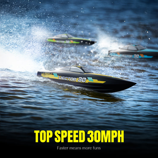 VOLANTEXRC Vector S Barco RC de alta velocidad con función de auto-enderezamiento y marcha atrás para piscina y lago (797-4 negro)