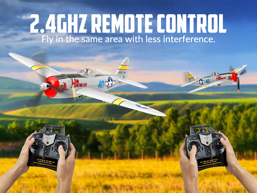 Avion radiocommandé VOLANTEXRC P47 Thunderbolt RTF - Warbird 4 canaux avec gyroscope &  Double alarme (2 piles)