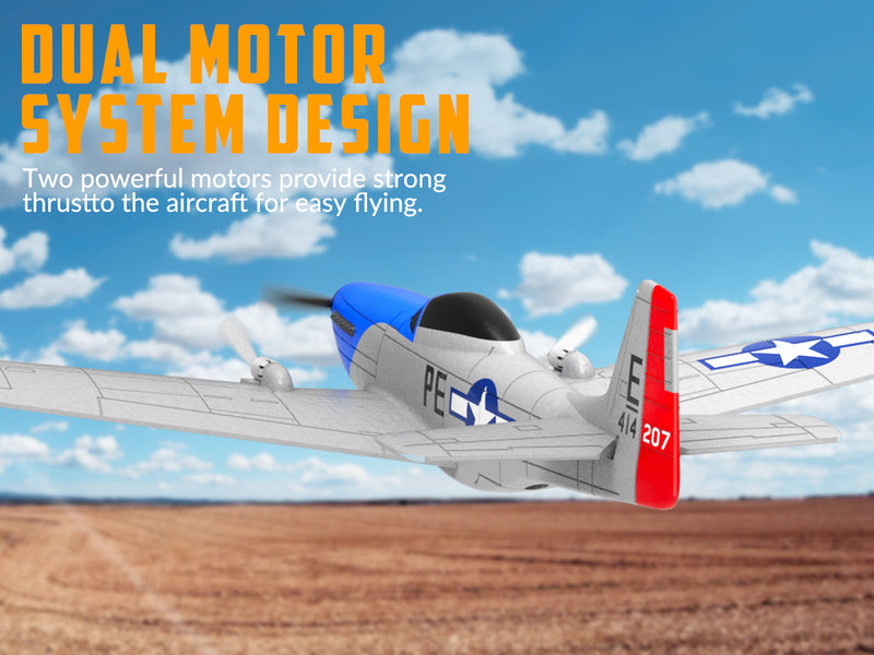 VOLANTEXRC P51D Mustang (RTF) 2CH 400mm Für Kinder Anfänger (15,7'') 76203
