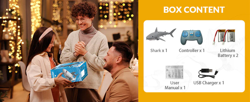 VOLANTEXRC RC Shark Toys for Pool 2,4 GHz RC RC Boats Grande presente para crianças