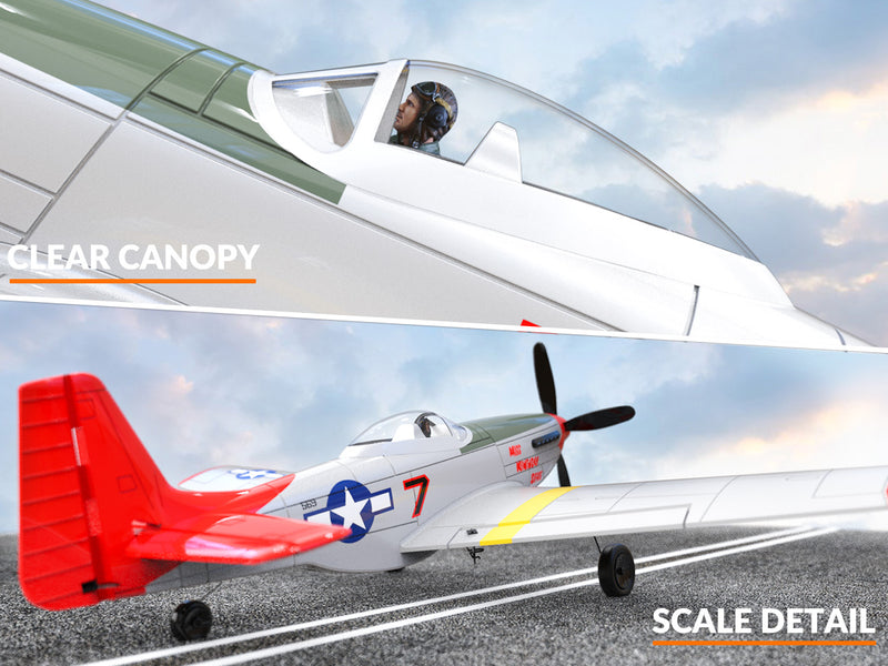 VOLANTEXRC Mustang P51 Rojo (RTF) 4CH 400 mm para principiantes (15,7 '') 76105