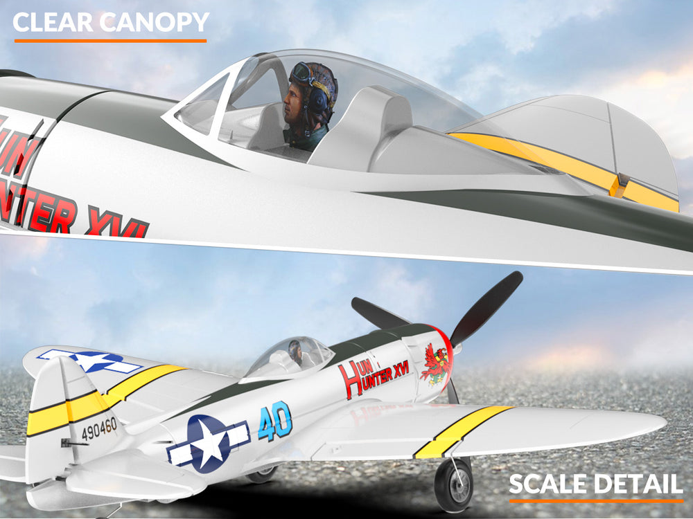 Avion radiocommandé VOLANTEXRC P47 Thunderbolt RTF - Warbird 4 canaux avec gyroscope &  Double alarme (2 piles)