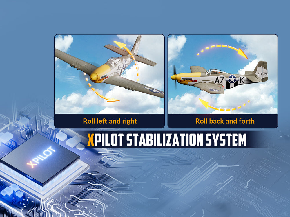 VOLANTEXRC P-51 Mustang Avion RC sans balais 500 mm RTF avec gyroscope