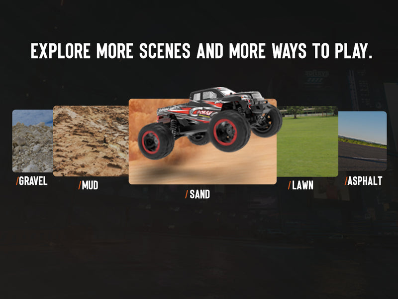 Racent Ferngesteuertes Auto 4WD Offroad RC Monster Truck Maßstab 1:16 30 MPH High Speed ​​All Terrain RC Fahrzeug für Kinder oder Erwachsene (785-5) (Rot)