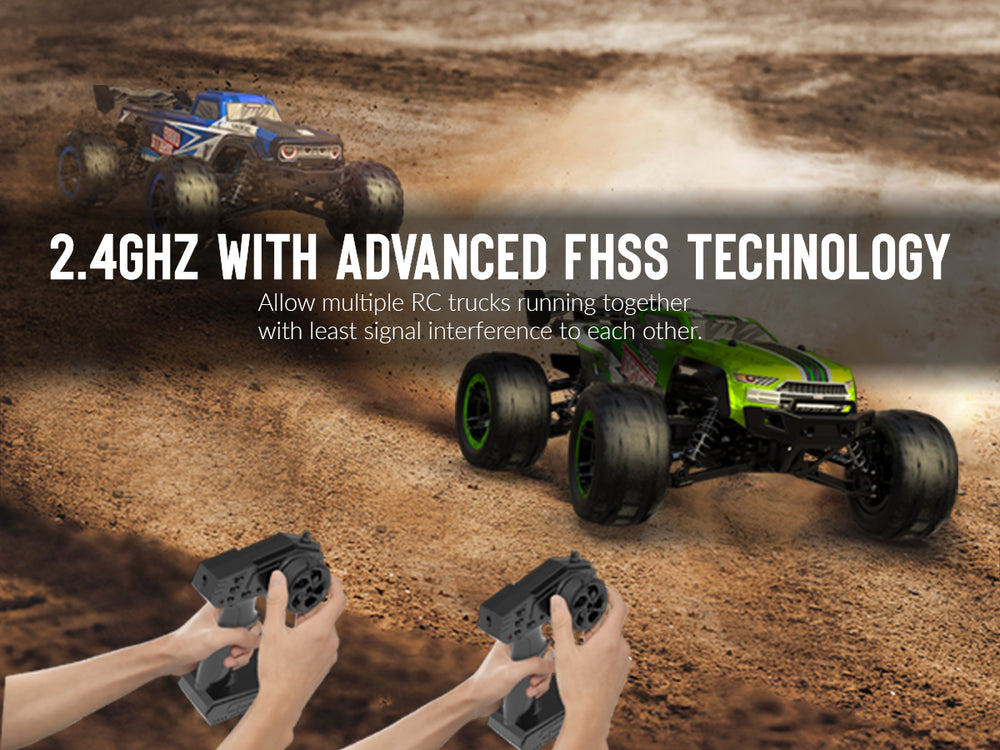 Racent - Coche de control remoto 4WD todoterreno RC Monster Truck escala 1:16 30 MPH de alta velocidad todo terreno RC vehículo para niños o adultos (785-5) (azul)