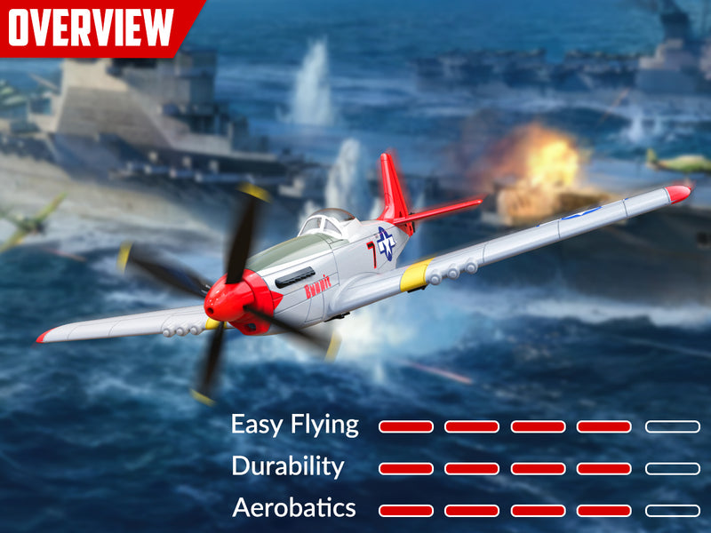 VOLANTEXRC Mustang P51 Rojo (RTF) 4CH 400 mm para principiantes (15,7 '') 76105