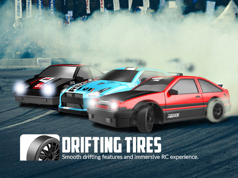 RACENT Drift Master: 1:24 Scale 4WD RC Car, 10MPH with LED Lights, Racing & Drifting Wheels