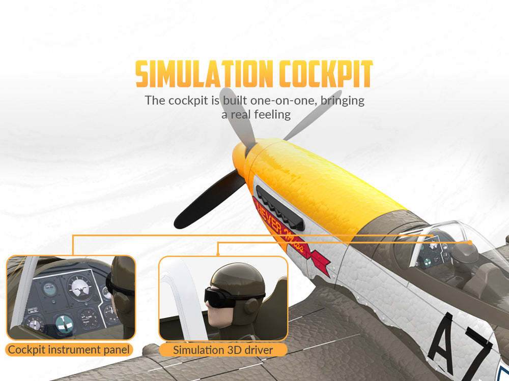 VOLANTEXRC 500 mm P-51D Mustang (76802) PNP ohne Funk, Akku und Ladegerät