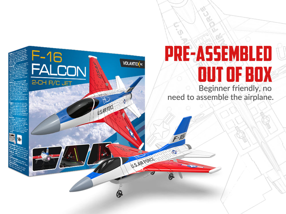 VOLANTEXRC F-16 Fighting Falcon RC Jet – 40 Minuten Flug, Xpilot & Carbon Fiber RTF