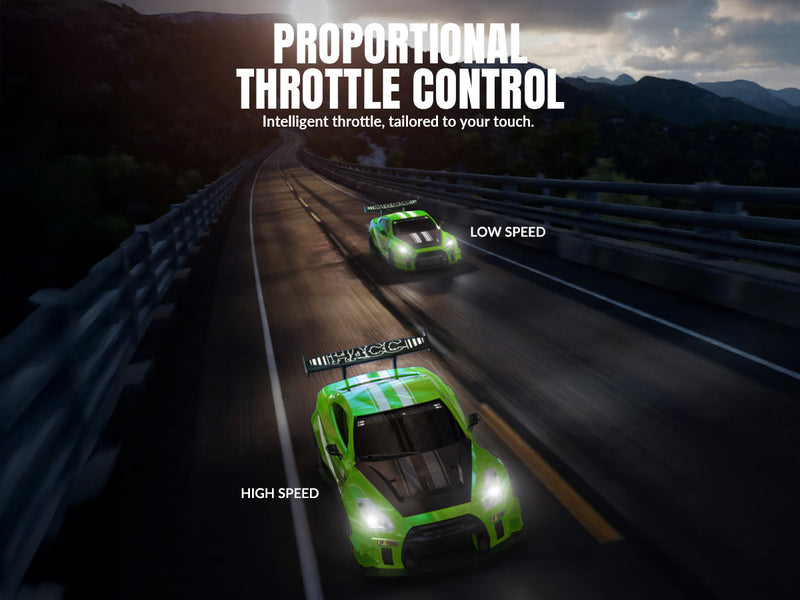 Racent 1:20 RC Drift Car 4WD, LED Light, 2 baterías, Dual Motor Green