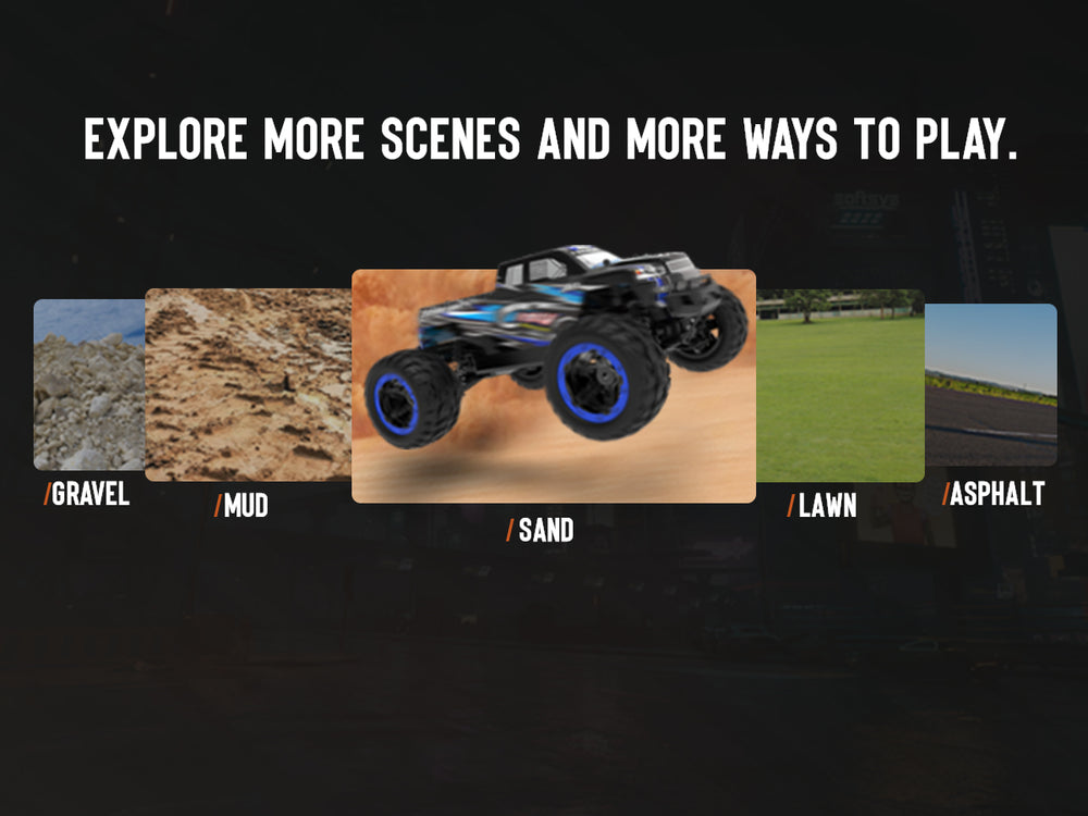 Racent - Coche de control remoto 4WD todoterreno RC Monster Truck escala 1:16 30 MPH de alta velocidad todo terreno RC vehículo para niños o adultos (785-5) (azul)
