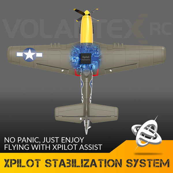 VOLANTEXRC 500MM Brushless Mustang P51 RC Warbird Airplane with Gyro Stabilizer 76802