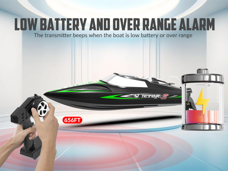 VOLANTEXRC Vector S Barco RC de alta velocidad con función de auto-enderezamiento y marcha atrás para piscina y lago (797-4 negro)