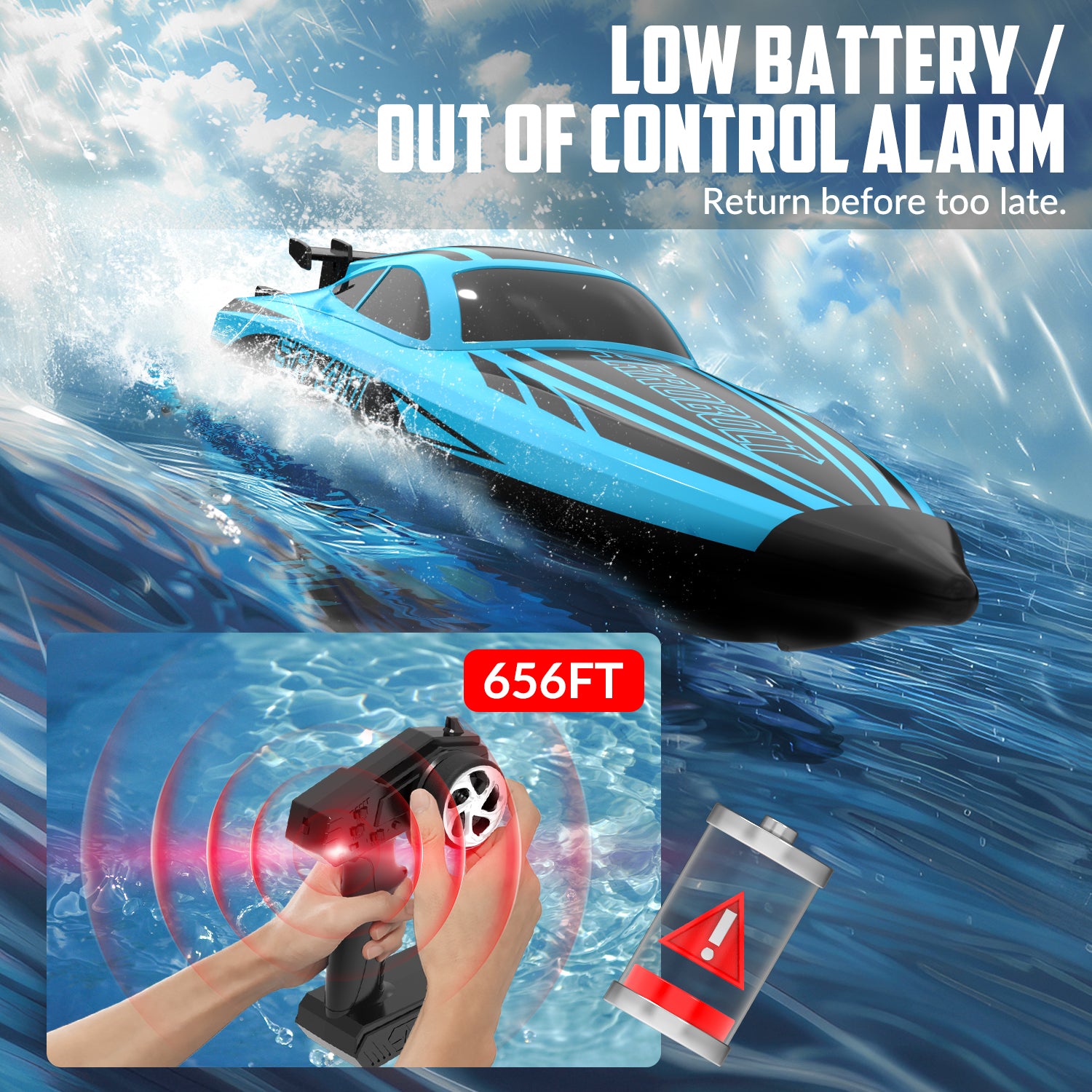 VOLANTEXRC Arrobolt SR40 Brushless 30+MPH Fast RC Boat, High Speed RC Boat for Adults (79705-blue)-EXHOBBY LIMITED.