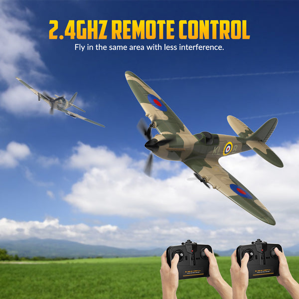 Avion RC 3 canaux Fighter Spitfire avec gyroscope 6 axes, 2,4 GHz 76205 RTF