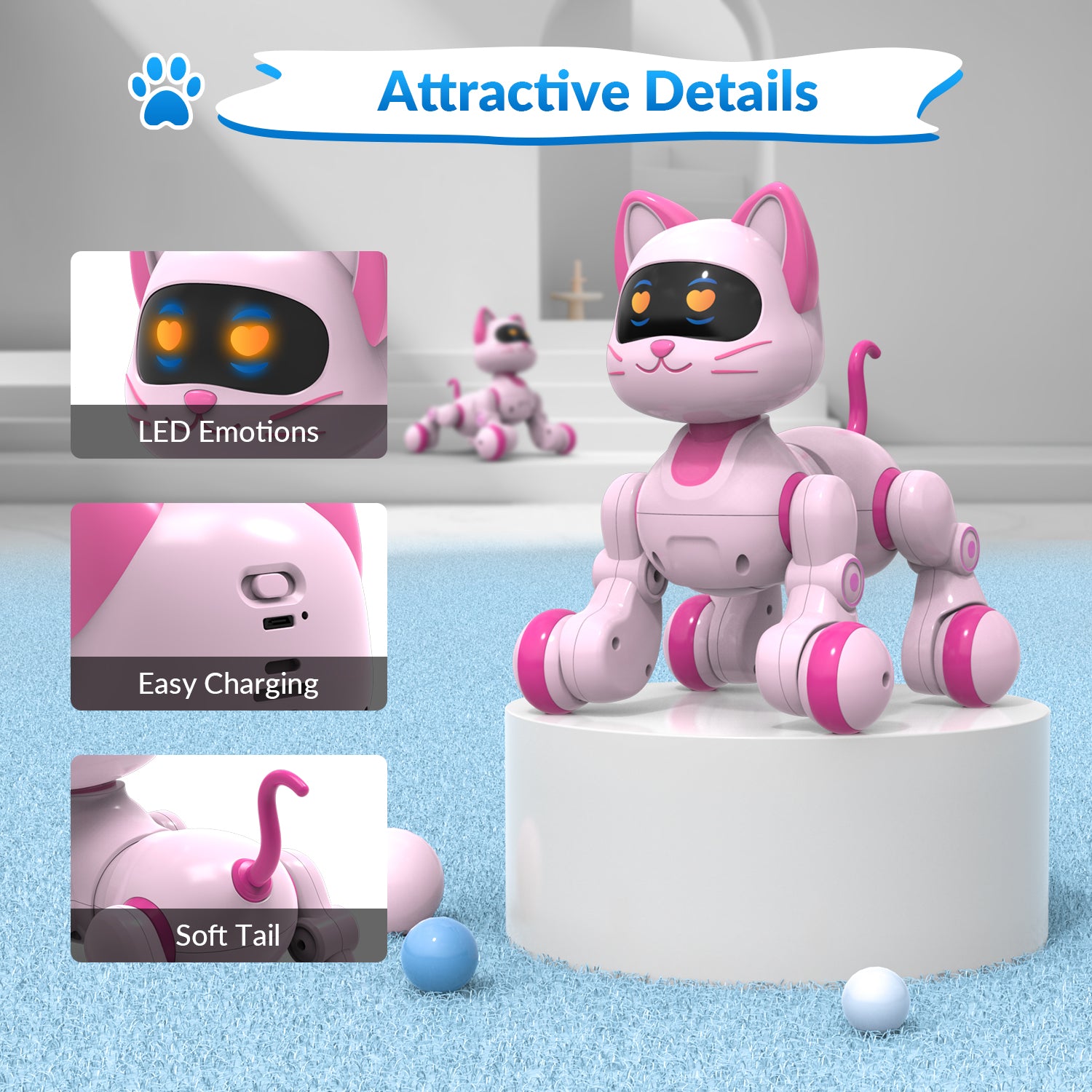 STEMTRON Programmable Remote Control & Interactive Robot Cat(Pink)-EXHOBBY LIMITED.