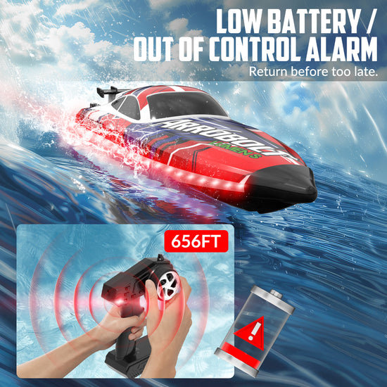 VOLANTEXRC Arrobolt Lumen S Brushless 35+MPH Fast RC Boat for Lakes RED (79706)-EXHOBBY LIMITED.