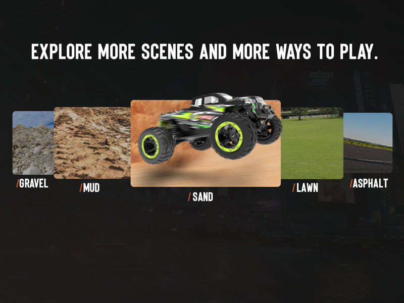 Racent - Coche de control remoto 4WD todoterreno RC Monster Truck escala 1:16 30 MPH de alta velocidad todo terreno RC vehículo para niños o adultos (785-5) (verde)