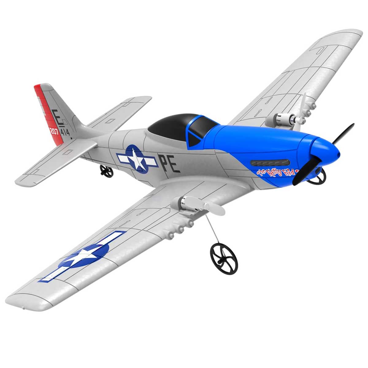 VOLANTEXRC P51D Mustang 2 canales RC avión principiante con estabilizador giroscópico Easy Fly