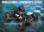 Racent Ferngesteuertes Auto 4WD Offroad RC Monster Truck Maßstab 1:16 30 MPH High Speed ​​All Terrain RC Fahrzeug für Kinder oder Erwachsene (785-5) (Blau)