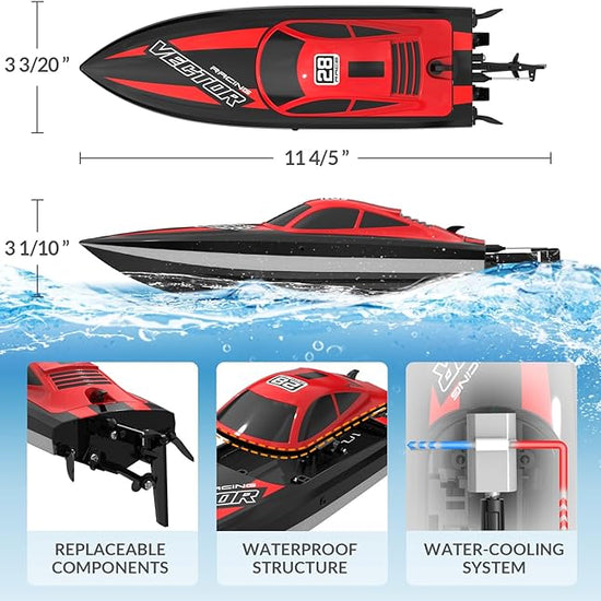 VOLANTEXRC Vector Lumen RC Electric Boats for Pools 20mph LED Lights Fun Toy Boat-EXHOBBY LIMITED.