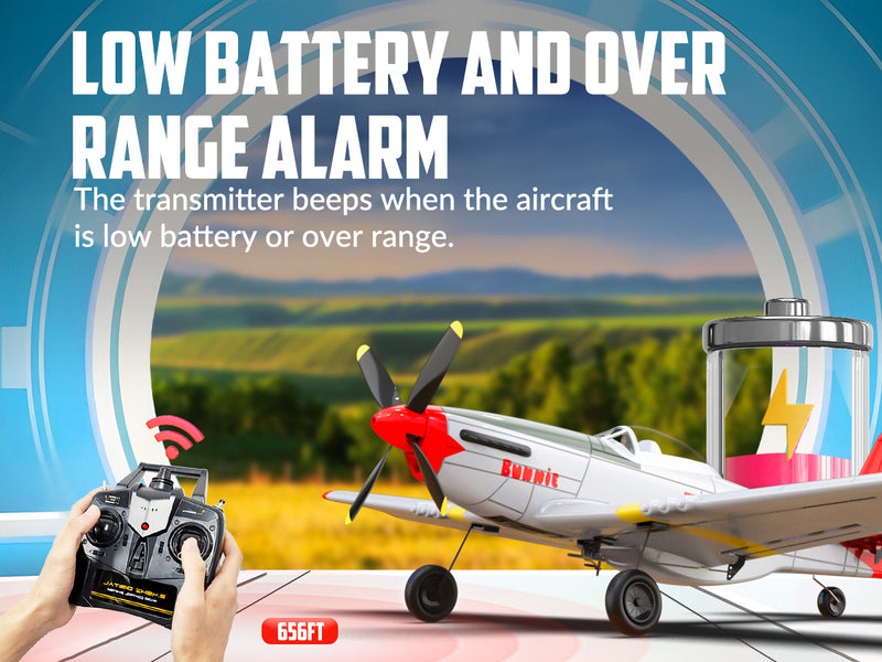 VOLANTEXRC Mustang P51 Rojo (RTF) 4CH 400 mm para principiantes (15,7 '') 76105