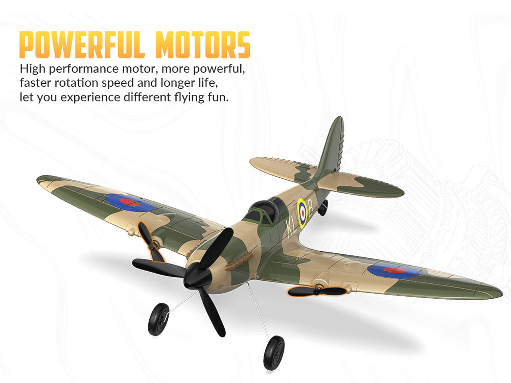 VOLANTEXRC 76205 Spitfire RC Plane RTF - 400mm 3CH Segunda Guerra Mundial Warbird com estabilizador XPilot Gyro