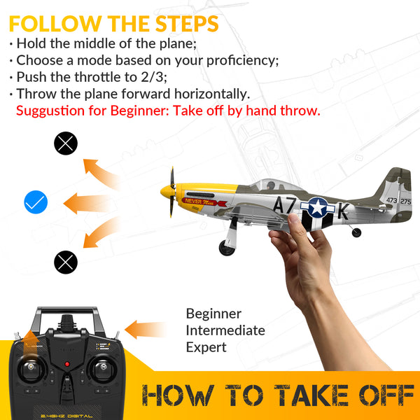 VOLANTEXRC 500mm P-51D Mustang (76802) PNP senza radio, batteria e caricabatterie