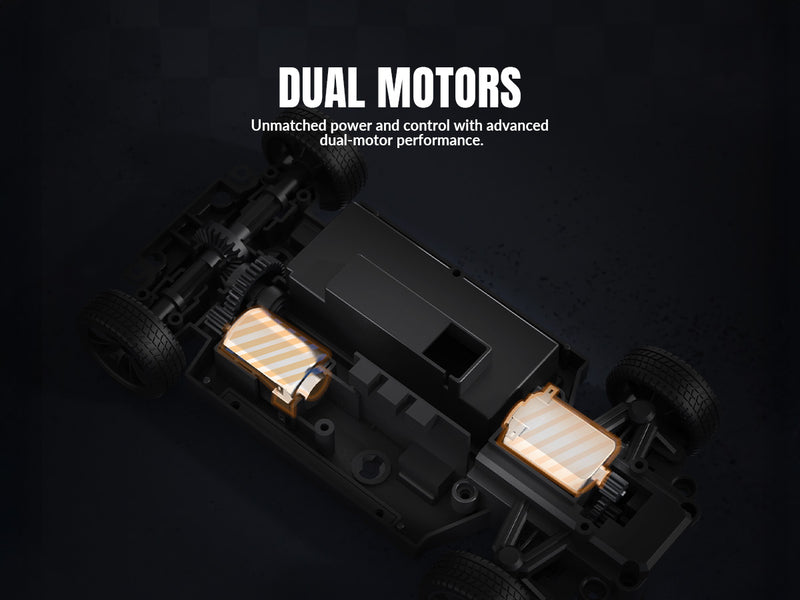 Racent 1:20 RC Drift Car 4WD, LED Light, 2 baterías, Dual Motor Green