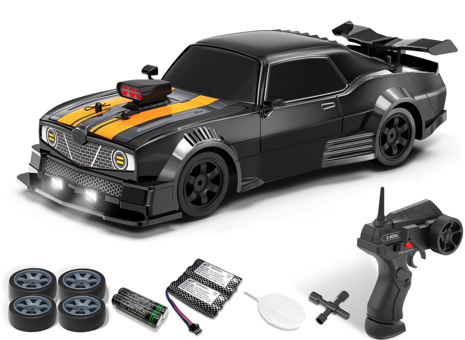 RACENT 1:16 RC Drift Car, 2.4Ghz 4WD 18KM/H Remote Control Car with Spray Mist, 2 Batteries-EXHOBBY LIMITED.