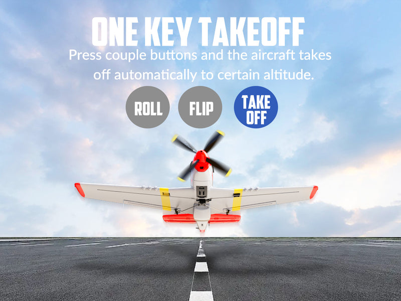 VOLANTEXRC Mustang P51 Rojo (RTF) 4CH 400 mm para principiantes (15,7 '') 76105