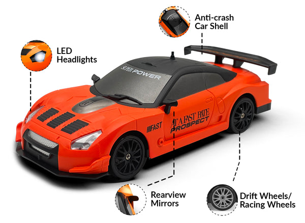 RACENT Blaze Racer: 1:24 Scale RC, 10MPH, LEDs, Drift