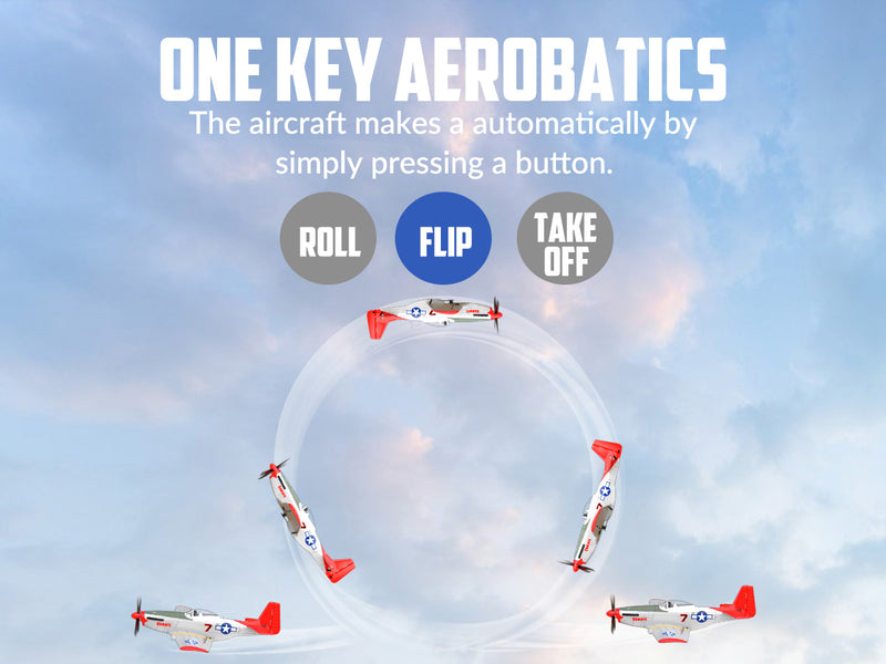 VOLANTEXRC Mustang P51 Rojo (RTF) 4CH 400 mm para principiantes (15,7 '') 76105